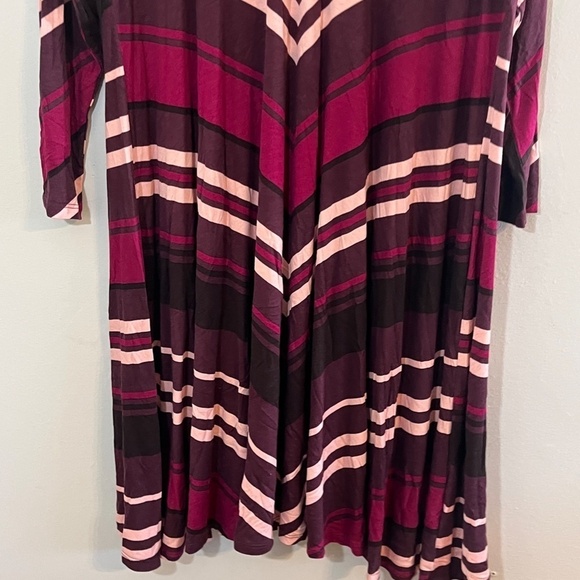 Torrid Dress 14 Burgundy Midi Striped Chevron Retro Boho 80s Artsy Classic - Picture 5 of 12
